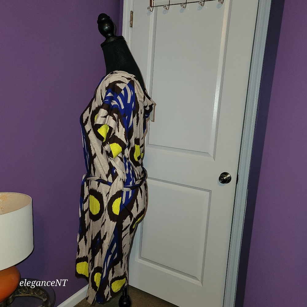 Le' Croix Vibrant Patterned Dress with  Fabric Belt Sz; L NWT - Picture 9 of 12